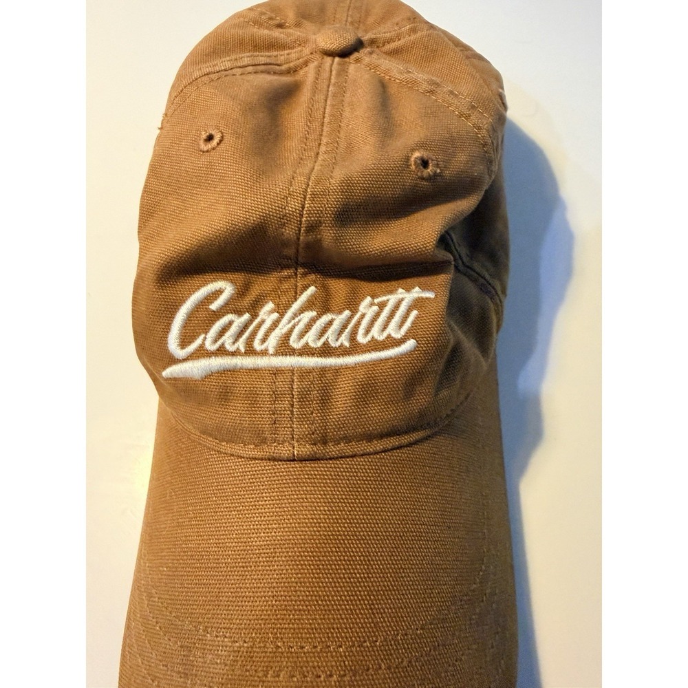 Carhartt Script Logo Canvas Baseball Cap Hat Adjustable Strapback Brown
